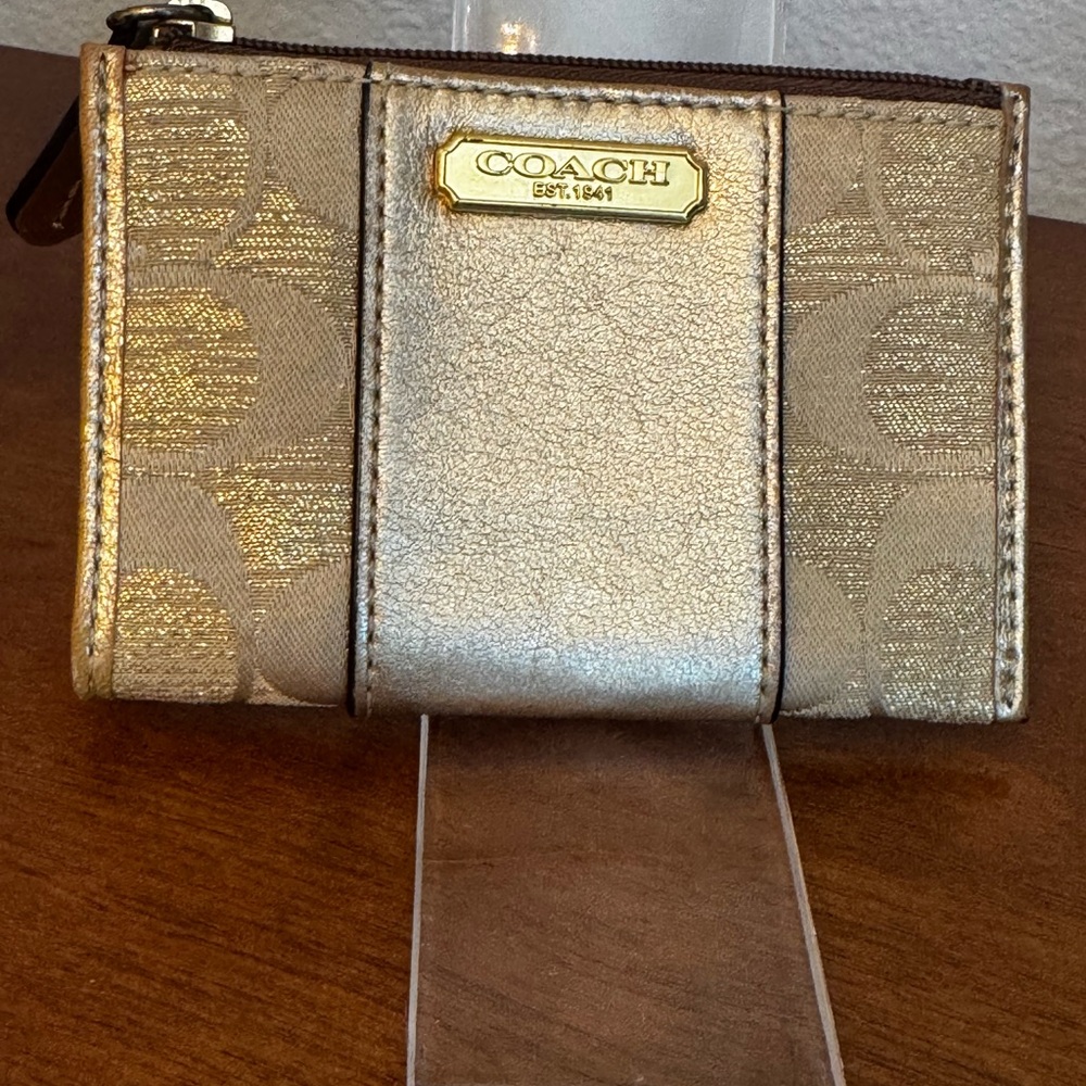 Coach Metallic Gold Signature Card Case